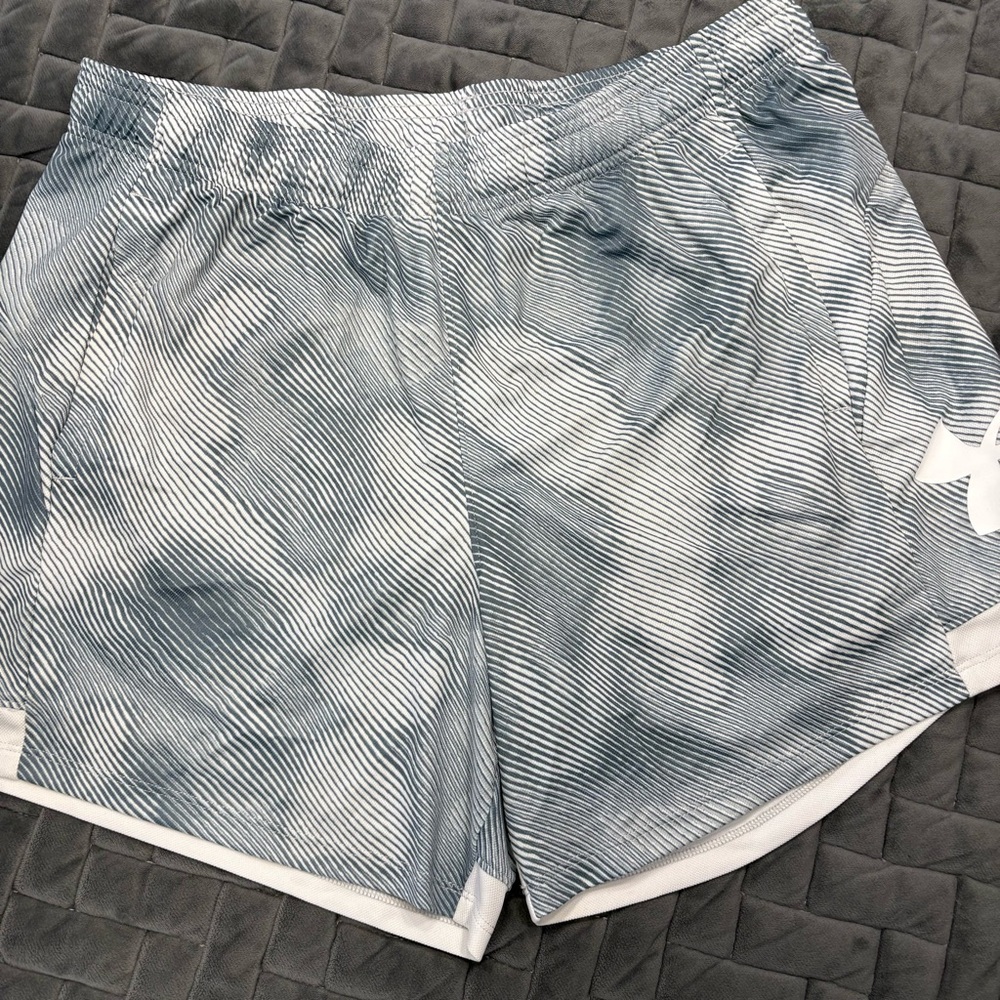 Under Armour Women's Gray and White Athletic Shorts